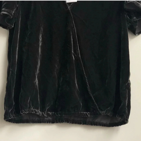 New Splendid Velvet Surplice Top Short Sleeve wrap top flutter holiday velour - Picture 5 of 8